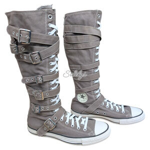 Converse 2012 XXHI 7 Multi Strap Grey Buckle Knee High Sneaker Boot M9 W11 RARE
